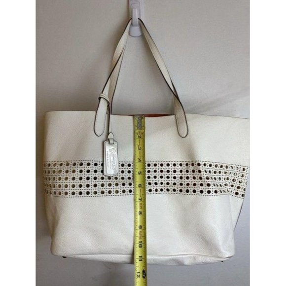 ralph lauren bag shoulder white leather tote - Picture 3 of 11